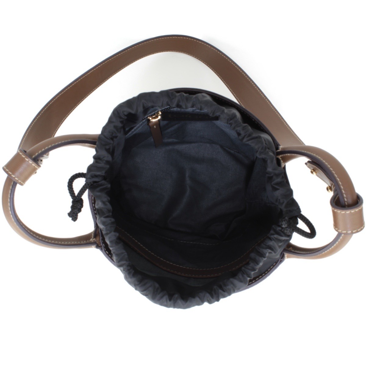 Brown Mon Trésor mini embossed leather bucket bag