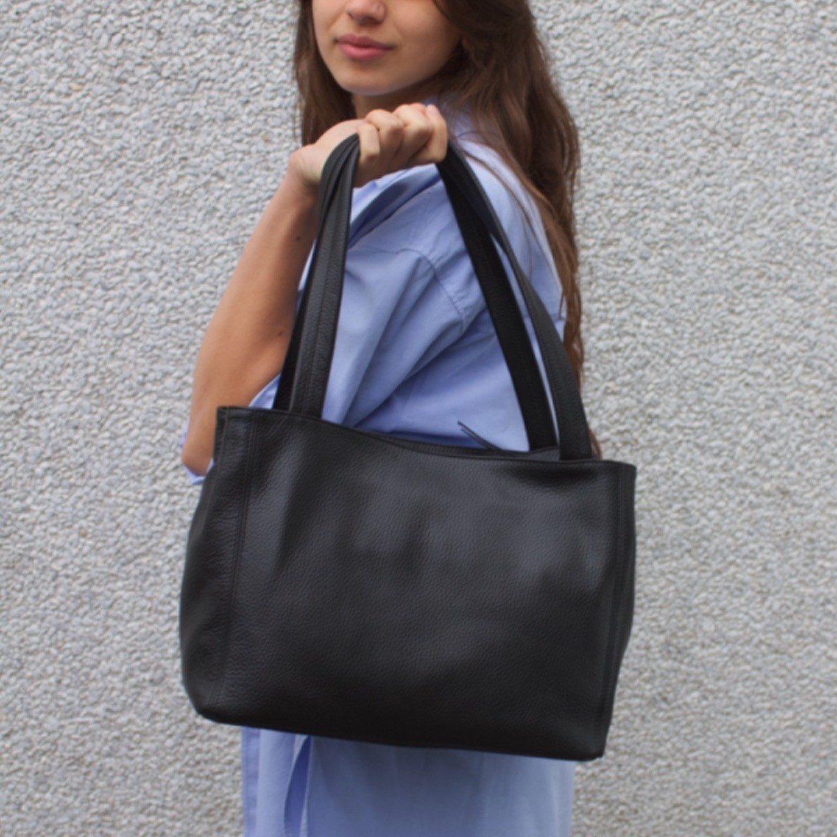 BLACK SMALL BUCKET BAG - tuiggi Milano